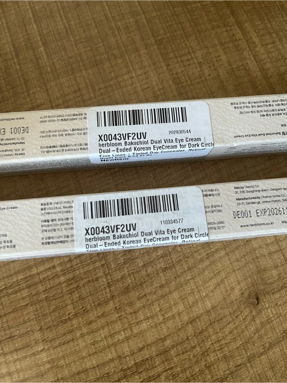 Set of two Herbloom Bakuchiol Dual Vita Eye Cream.  Vegan